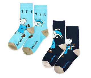 Kids Double Pack Mr. Clutterbuck Socks - Grey/Navy