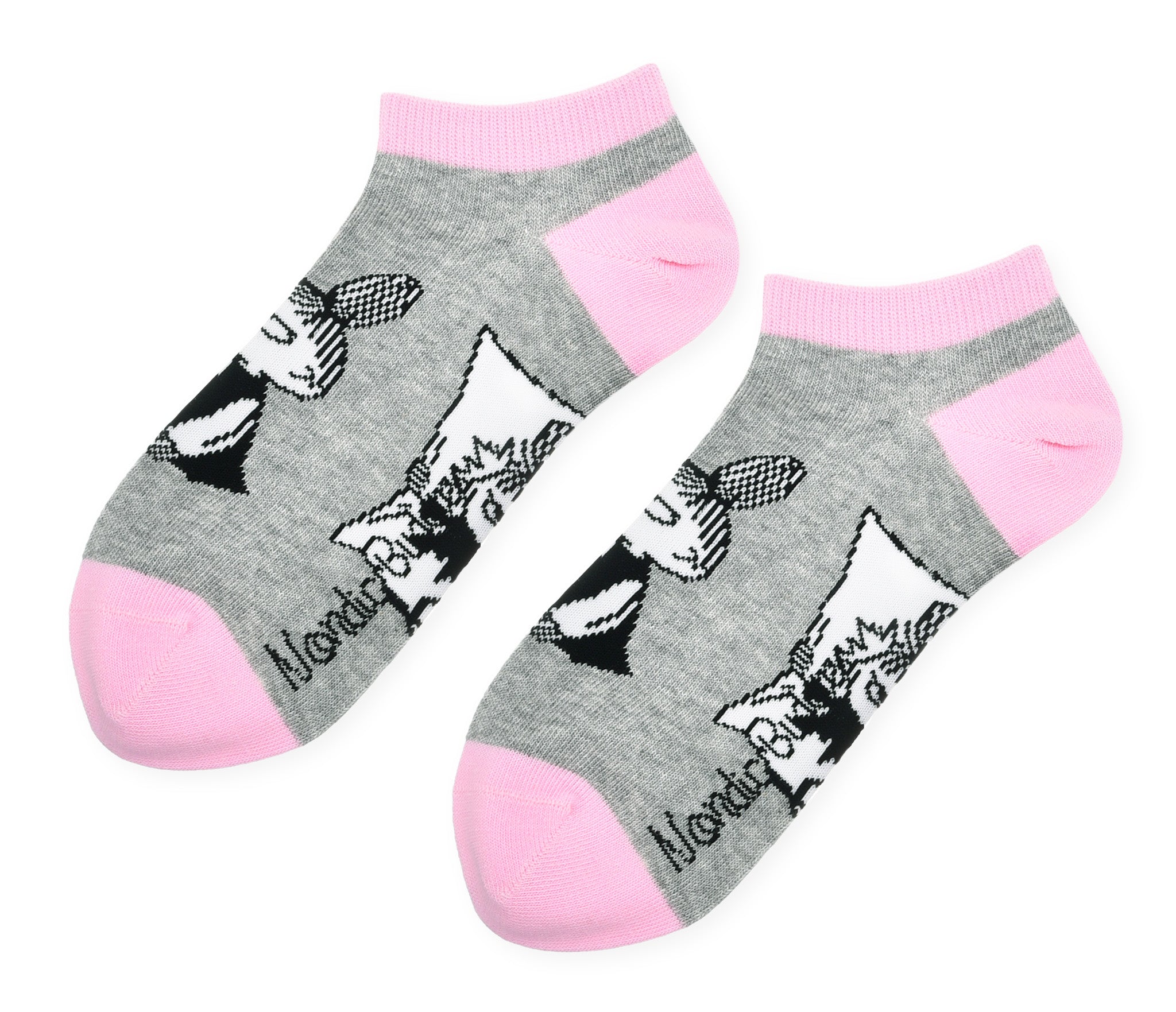 Little My Pranking Ladies Ankle Socks - Grey and Pink