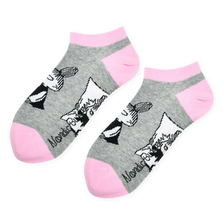 Little My Pranking Ladies Ankle Socks - Grey and Pink