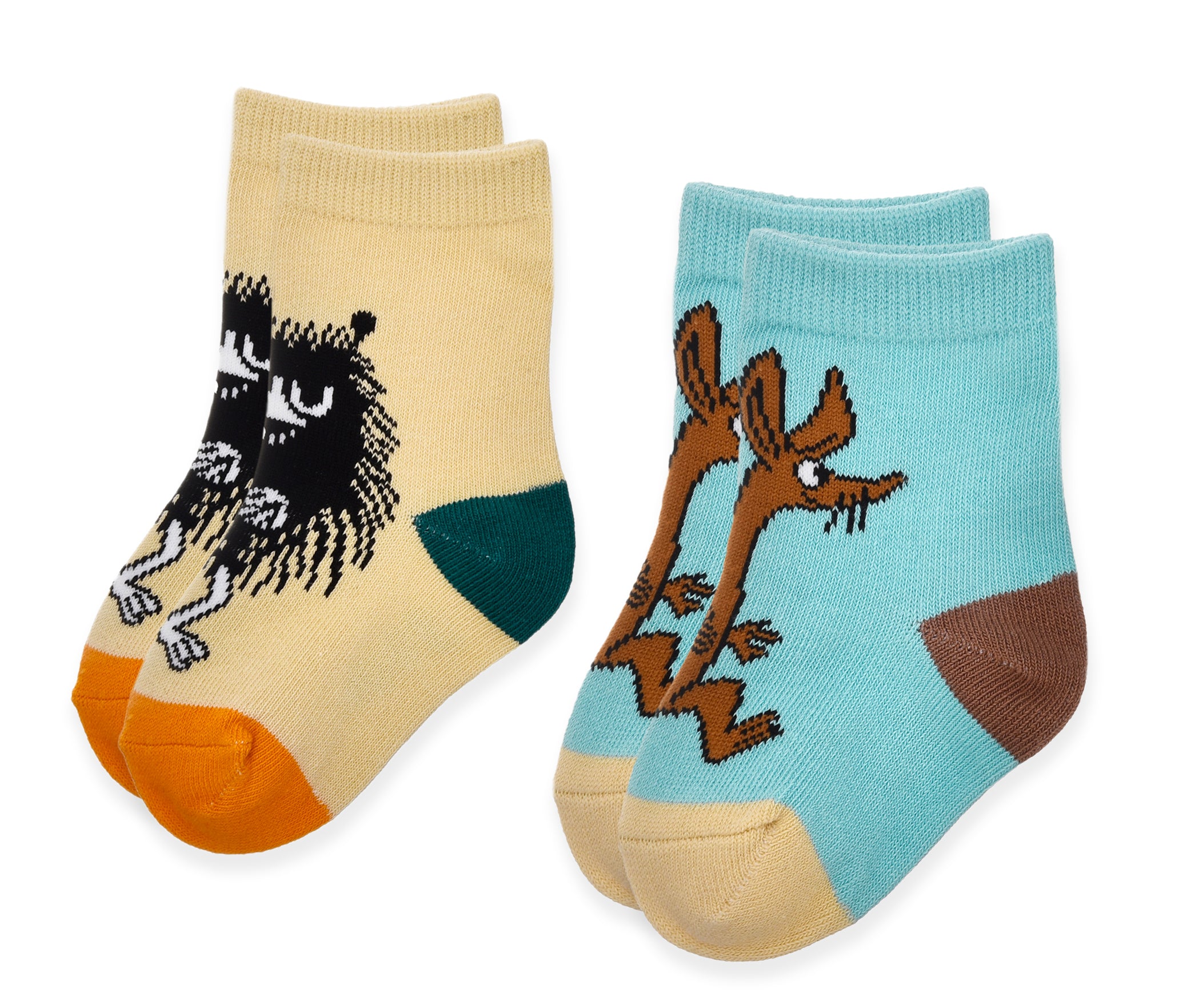 Baby Double Pack Stinky And Sniff Socks - Beige And Turquoise