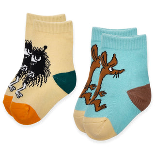 Baby Double Pack Stinky And Sniff Socks - Beige And Turquoise