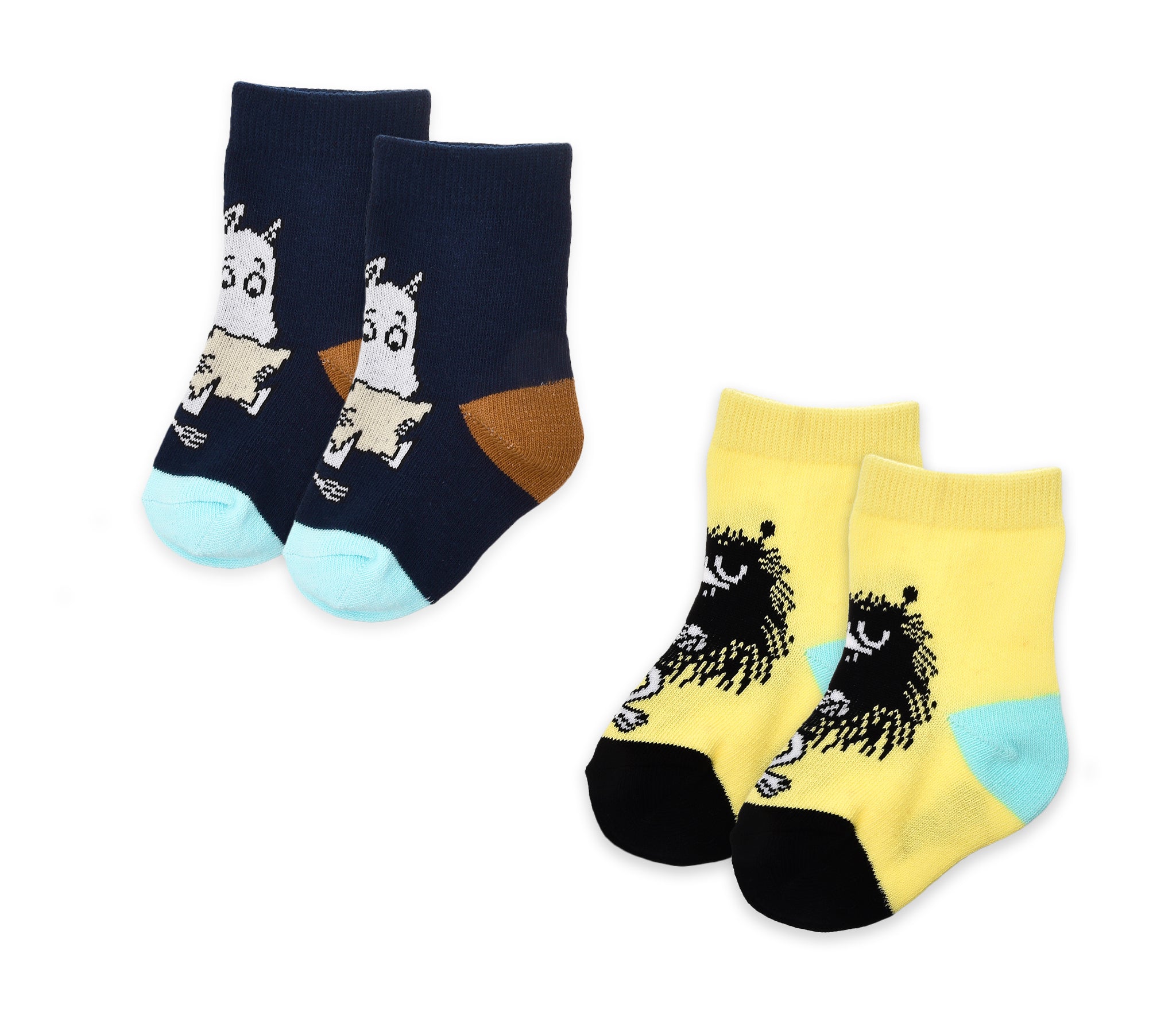 Baby Double Pack Moomintroll And Stinky Socks - Navy And Yellow