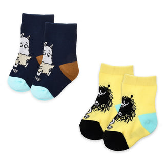 Baby Double Pack Moomintroll And Stinky Socks - Navy And Yellow