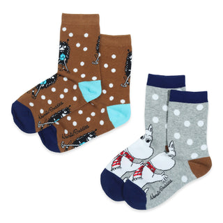 Kids Double Pack Moomintroll and Stinky Socks - Brown and Grey