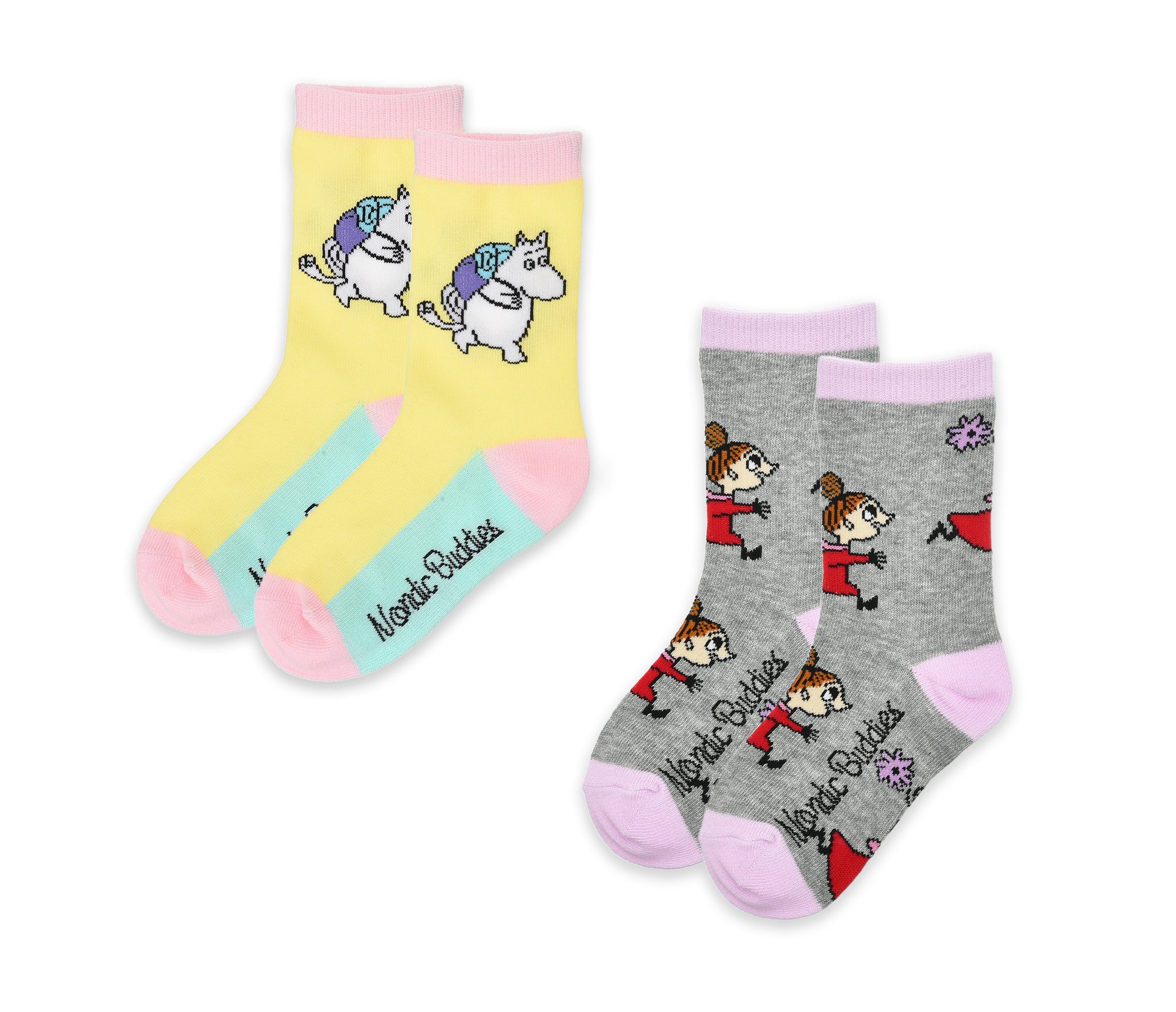 Kids Double Pack Moomintroll And Little My Socks - Yellow and Grey