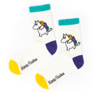 Moomintroll Camping Retro Ladies Socks - White