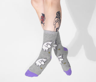 Moomintroll Worried Ladies Socks - Grey