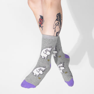 Moomintroll Worried Ladies Socks - Grey