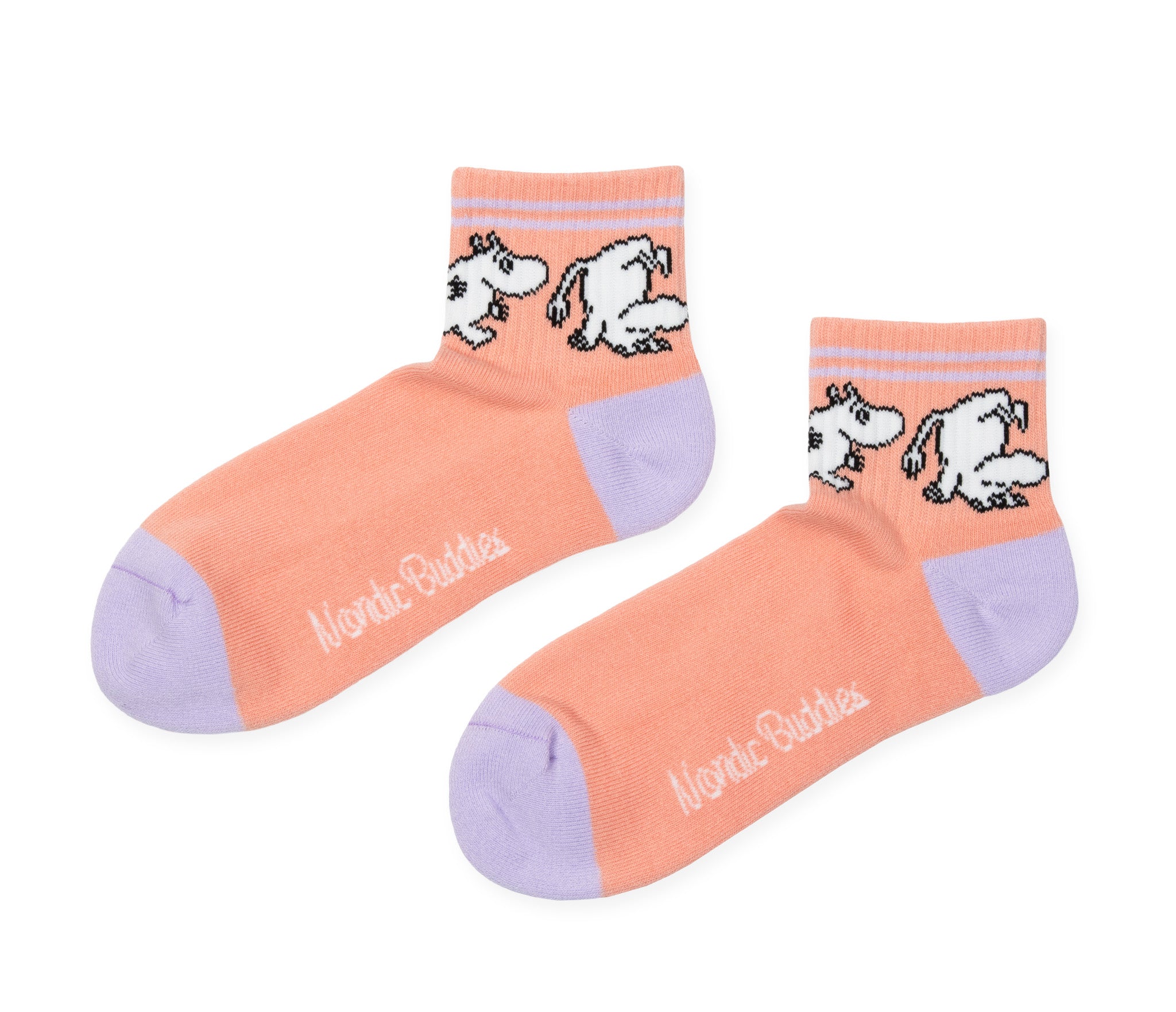 Moomintroll Retro Ladies Ankle Socks - Pastel Peach and Lilac