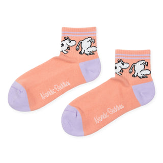 Moomintroll Retro Ladies Ankle Socks - Pastel Peach and Lilac