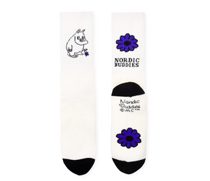 Moomintroll Violet Flower Retro Men Socks - White (Copy)