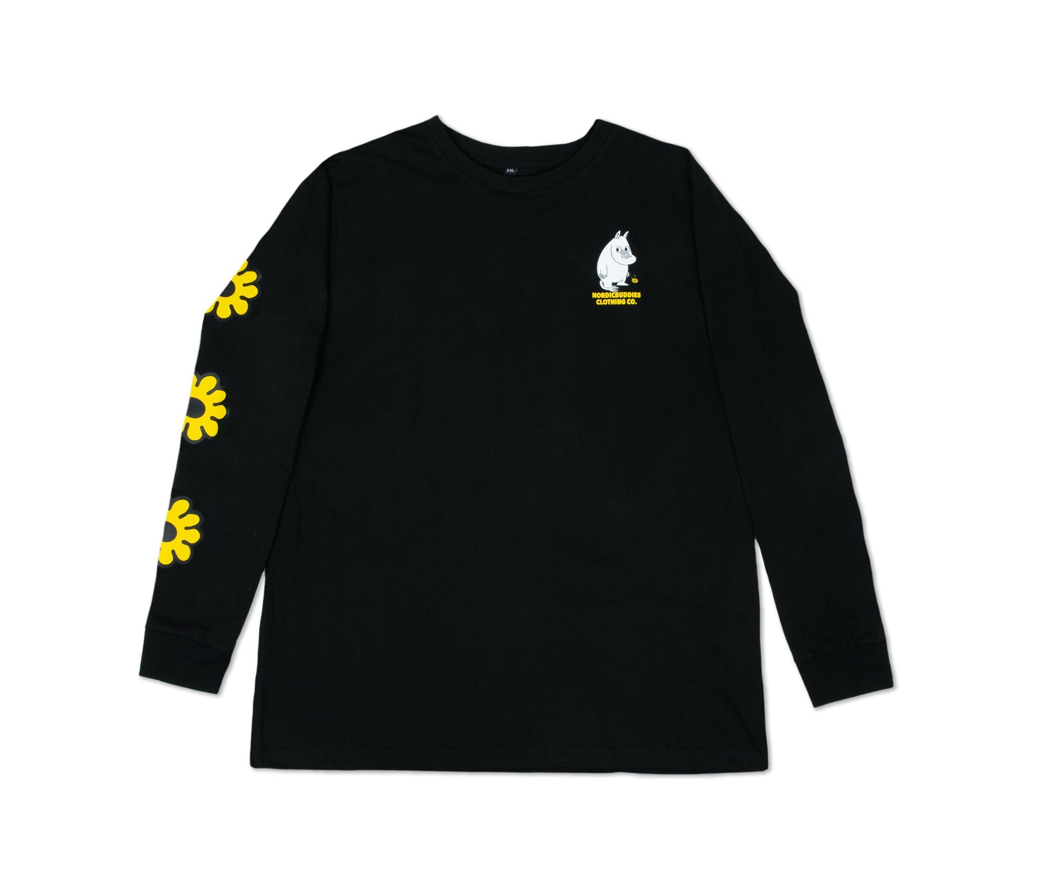 Moomintroll's Flower Longsleeve Shirt With Cuffrib Unisex - Black