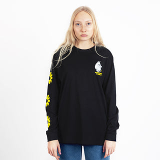 Mumintrollet Blomma Långärmad T-Shirt Unisex - Svart