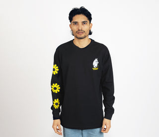 Moomintroll's Flower Longsleeve Shirt With Cuffrib Unisex - Black