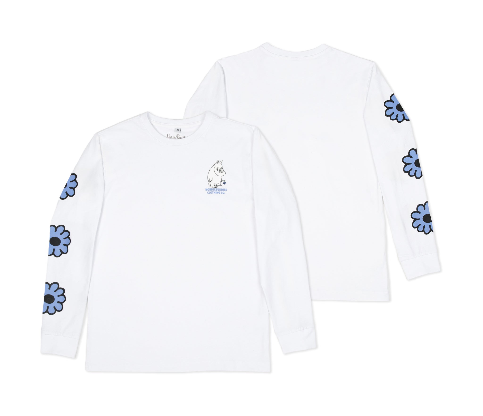 Moomintroll's Flower Longsleeve Shirt With Cuffrib Unisex - White