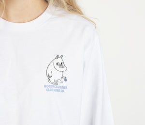 Moomintroll's Flower Longsleeve Shirt With Cuffrib Unisex - White