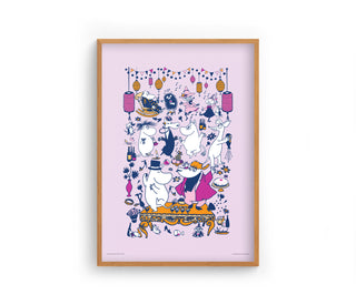 Moomin Party Poster 50x70cm - Lilac