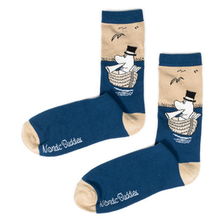 Moominpappa Boating Men Socks - Blue/Beige