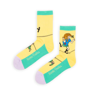 Pippi and the Tightrope Women's Panel Socks - Yellow