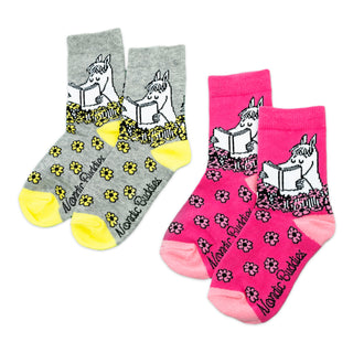 Kids Double Pack Snorkmaiden Socks - Grey/Pink