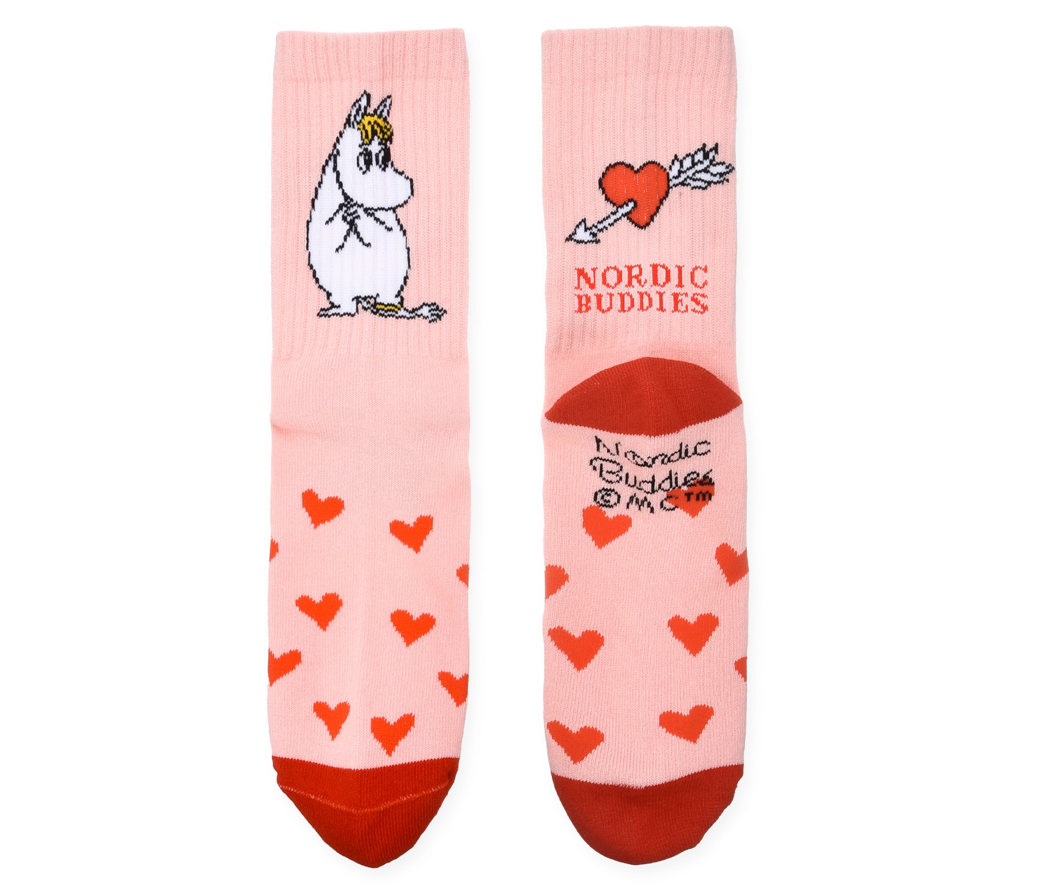 Snorkmaiden's Heart Retro Socks Ladies - Light Pink