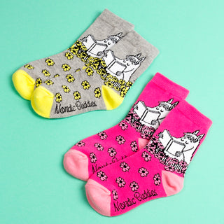 Kids Double Pack Snorkmaiden Socks - Grey/Pink