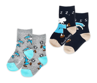 Kids Double Pack Mr. Clutterbuck Socks - Blue & Navy