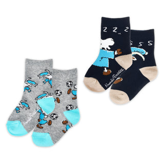 Kids Double Pack Mr. Clutterbuck Socks - Blue & Navy