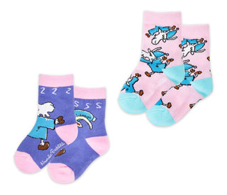 Kids Double Pack Mr. Clutterbuck Socks - Purple/Pink