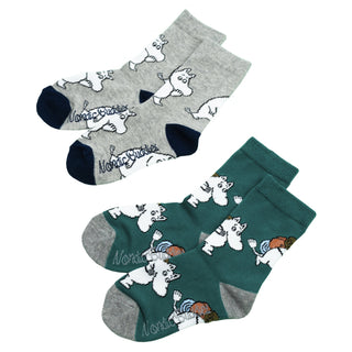 Kids Double Pack Moomintroll Socks - Green/Grey