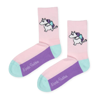 Moomintroll Retro Panel Socks Ladies - Light Pink