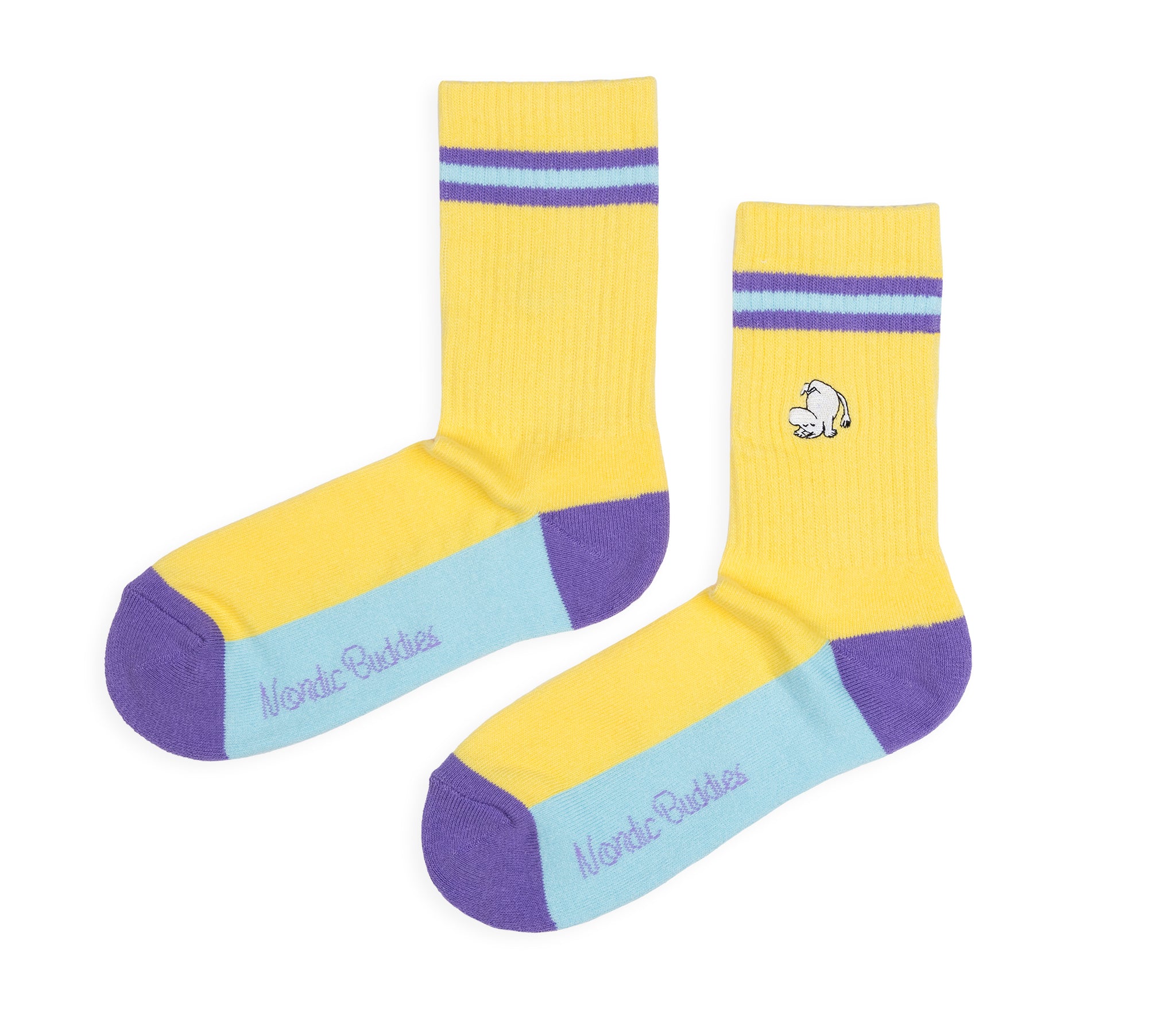 Moomintroll Retro Embroidery Socks Ladies - Yellow