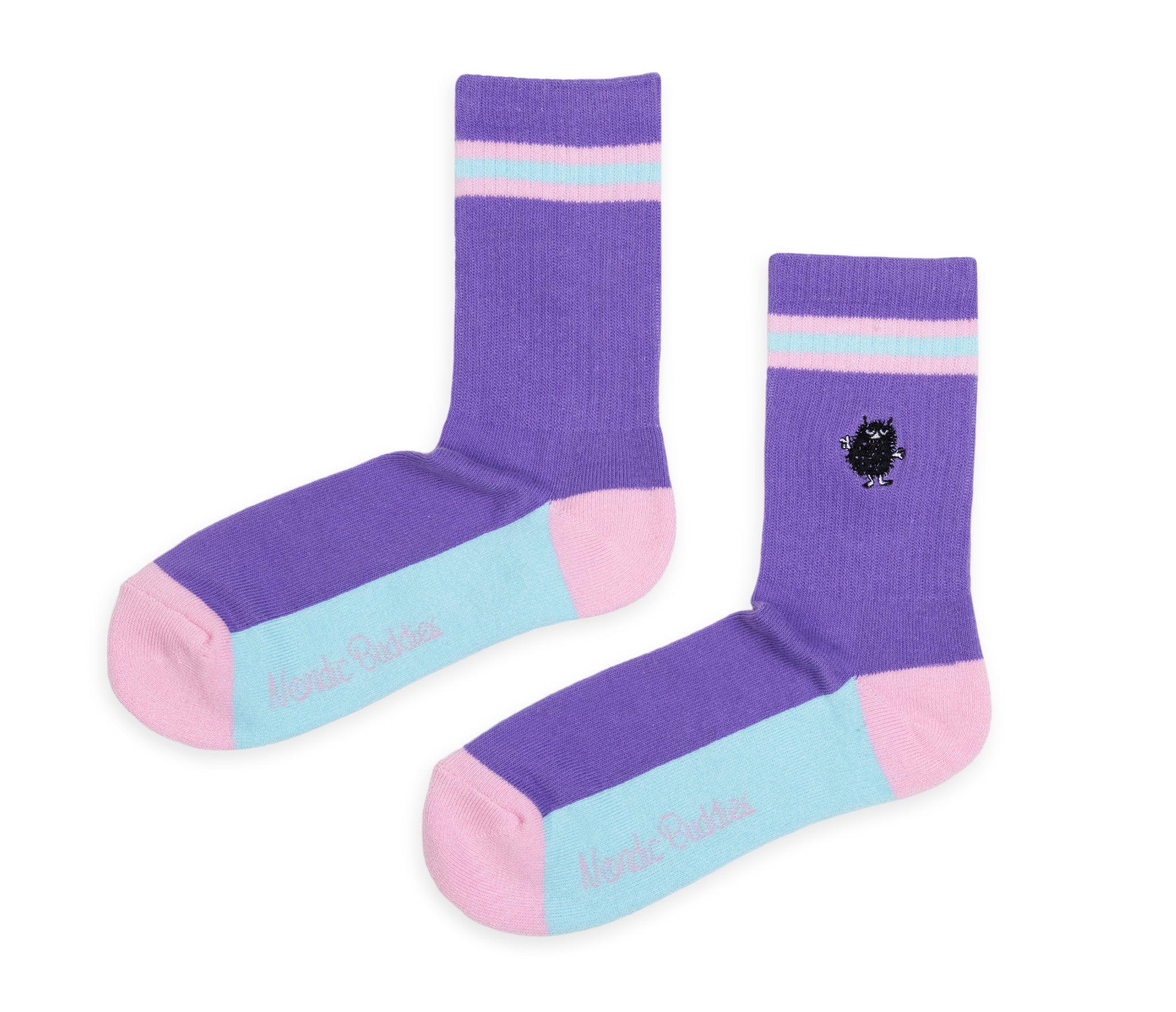 Stinky Retro Embroidery Socks Ladies - Lilac