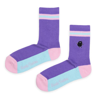 Stinky Retro Embroidery Socks Ladies - Lilac