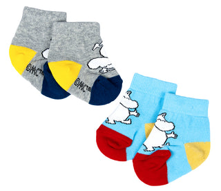 Moomin Baby Socks Douple Pack Blue Grey Moomintroll | Muumi Vauvojen Sukat Tuplapakkaus Sininen Harmaa Muumipeikko