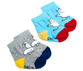 Moomin Baby Socks Douple Pack Blue Grey Moomintroll | Muumi Vauvojen Sukat Tuplapakkaus Sininen Harmaa Muumipeikko