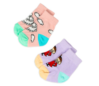 Moomin Baby Socks Douple Pack Pink Lilac Moomintroll Little My Snorkmaiden| Muumi Vauvojen Sukat Tuplapakkaus Vaaleanpunainen Liila Muumipeikko Pikku Myy Niiskuneiti