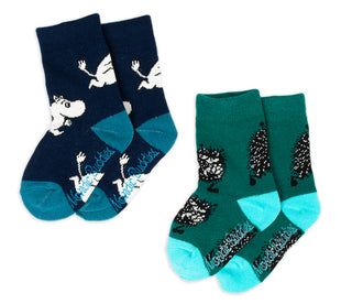 Moomin Kids Socks Blue Green Moomintroll Stinky | Muumi Lasten Sukat Sininen Vihreä Muumipeikko Haisuli