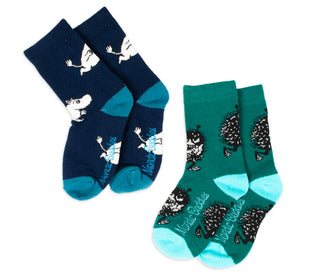 Moomin Kids Socks Blue Green Moomintroll Stinky | Muumi Lasten Sukat Sininen Vihreä Muumipeikko Haisuli