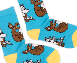 Moomintroll and Sniff Kids Socks - Turquoise