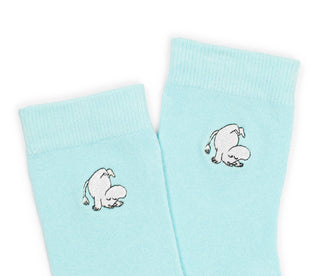 Moomin Ladies Embroidery Socks Light Blue Snorkmaiden | Muumi Naisten Brodeeratut Sukat Vaaleansininen Niiskuneiti