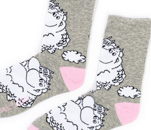 Moomin Ladies Socks Grey Moomintroll Snorkmaiden | Muumi Naisten Sukat Harmaa Muumipeikko Niiskuneiti