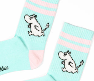 Moomin Ladies Retro Socks Light Blue Moomintroll | Muumi Naisten Retro Sukat Vaaleansininen Muumipeikko