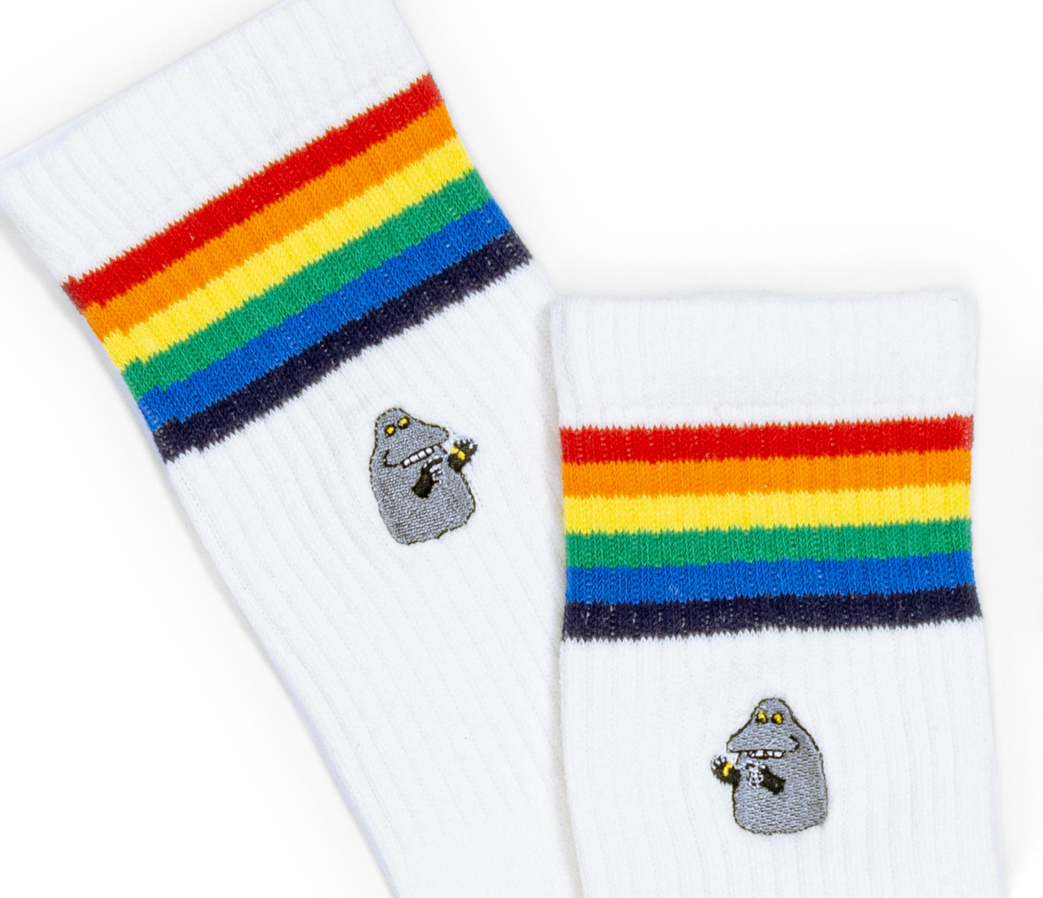 Moomin Men’s Retro Embroidery Socks White The Groke | Muumi Miesten Retro Brodeeratut Sukat Valkoinen Mörkö