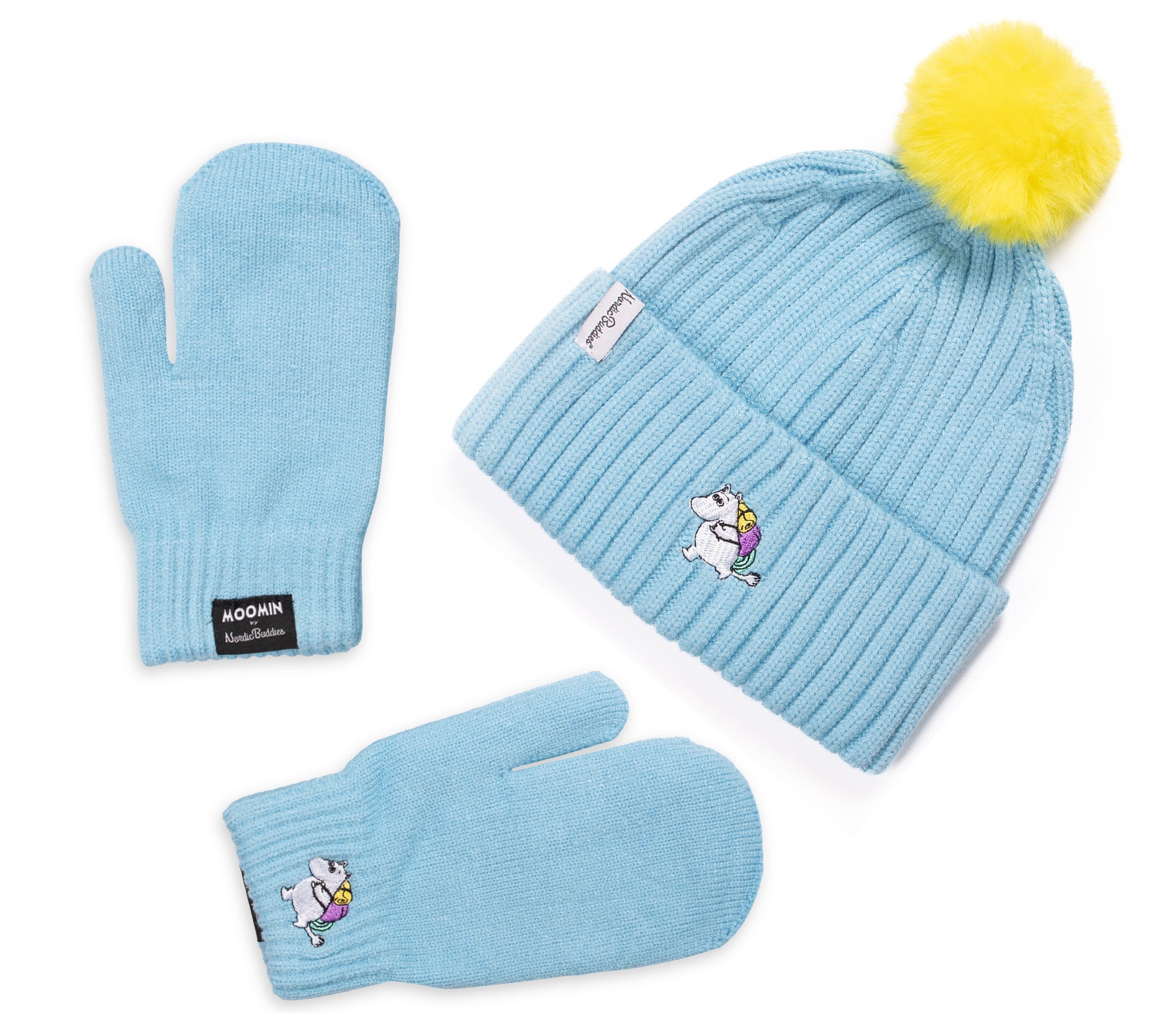 Moomintroll Mittens and Beanie Kids Combo - Light Blue