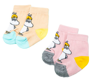 Moomin Baby Socks Douple Pack Pink Beige Snorkmaiden | Muumi Vauvojen Sukat Tuplapakkaus Vaaleanpunainen Beige Niiskuneiti