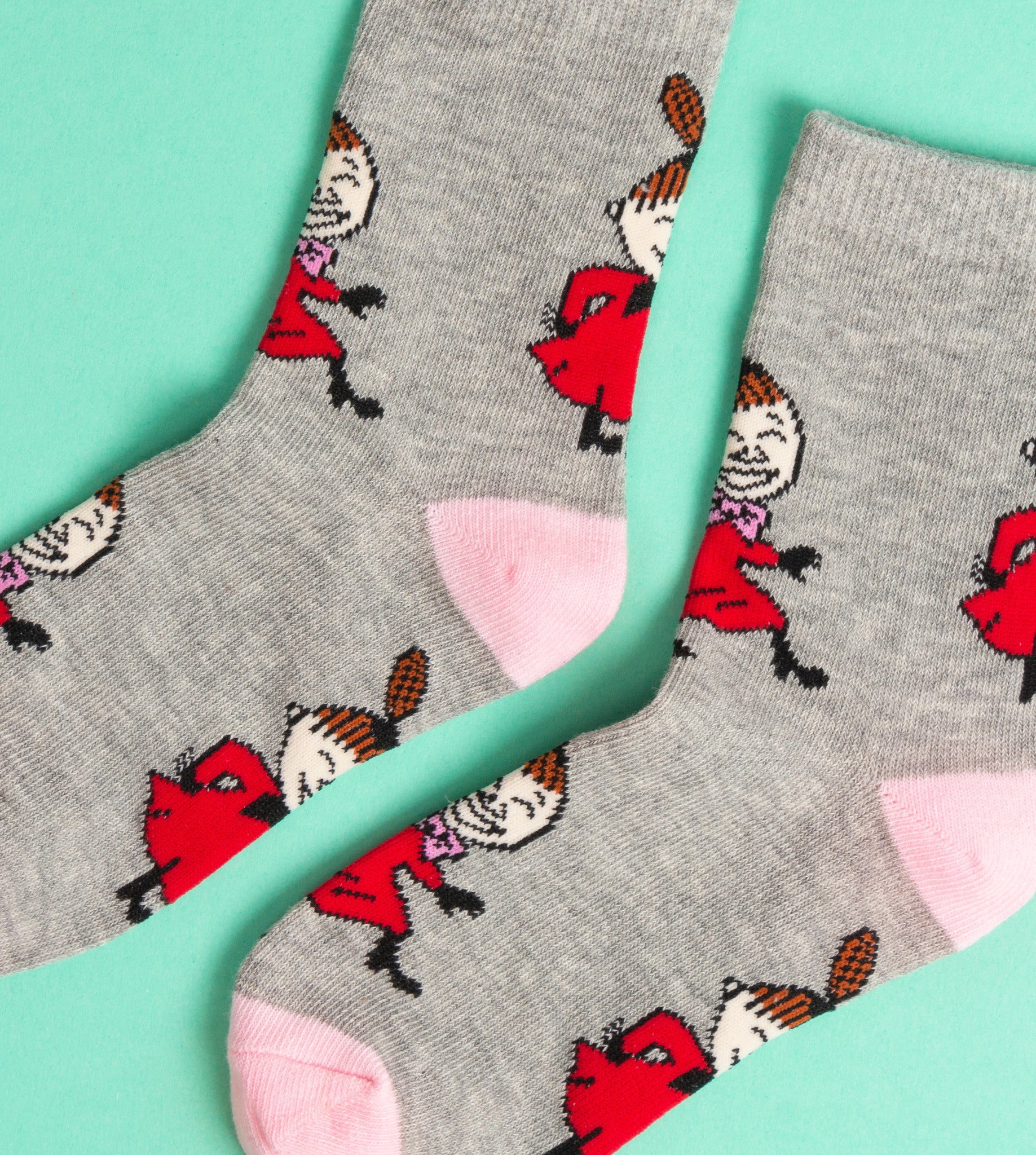 Moomin Kids Socks Douple Pack Grey Pink Little My | Muumi Lasten Sukat Tuplapakkaus Vaaleanpunainen Harmaa Pikku Myy