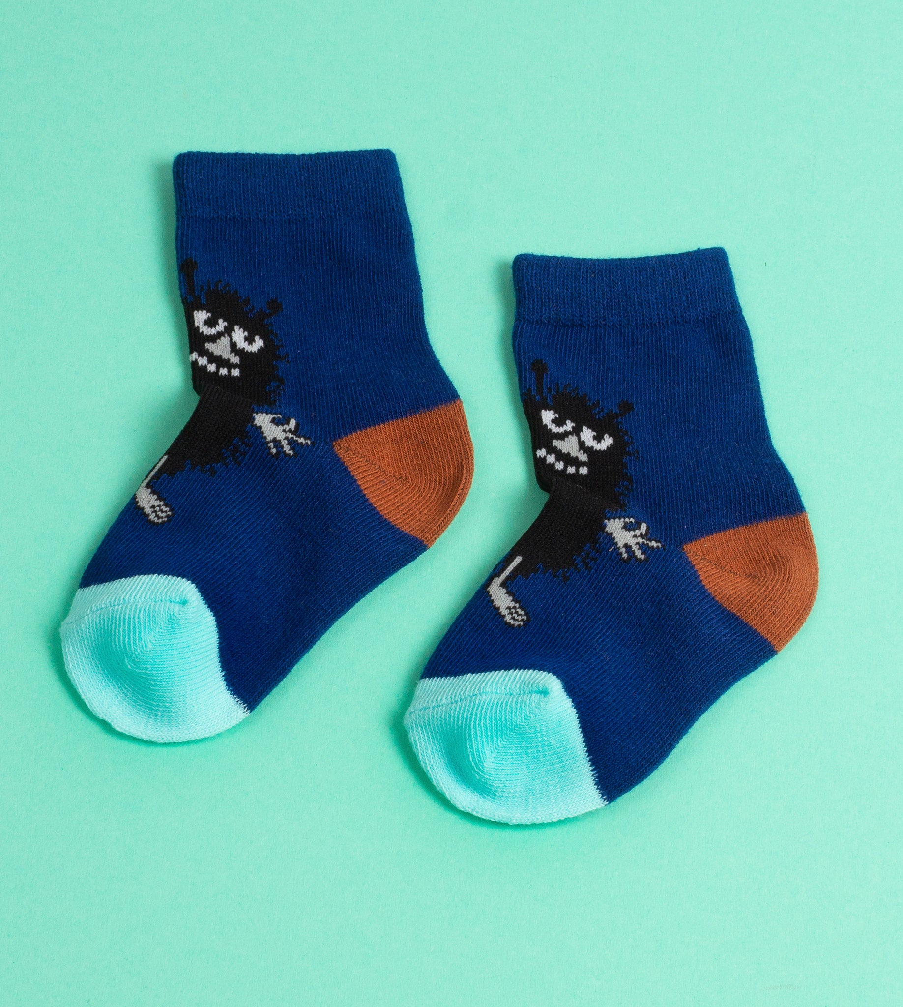 Moomin Baby Socks Douple Pack Blue Stinky The Groke | Muumi Vauvojen Sukat Tuplapakkaus Sininen Haisuli Mörkö