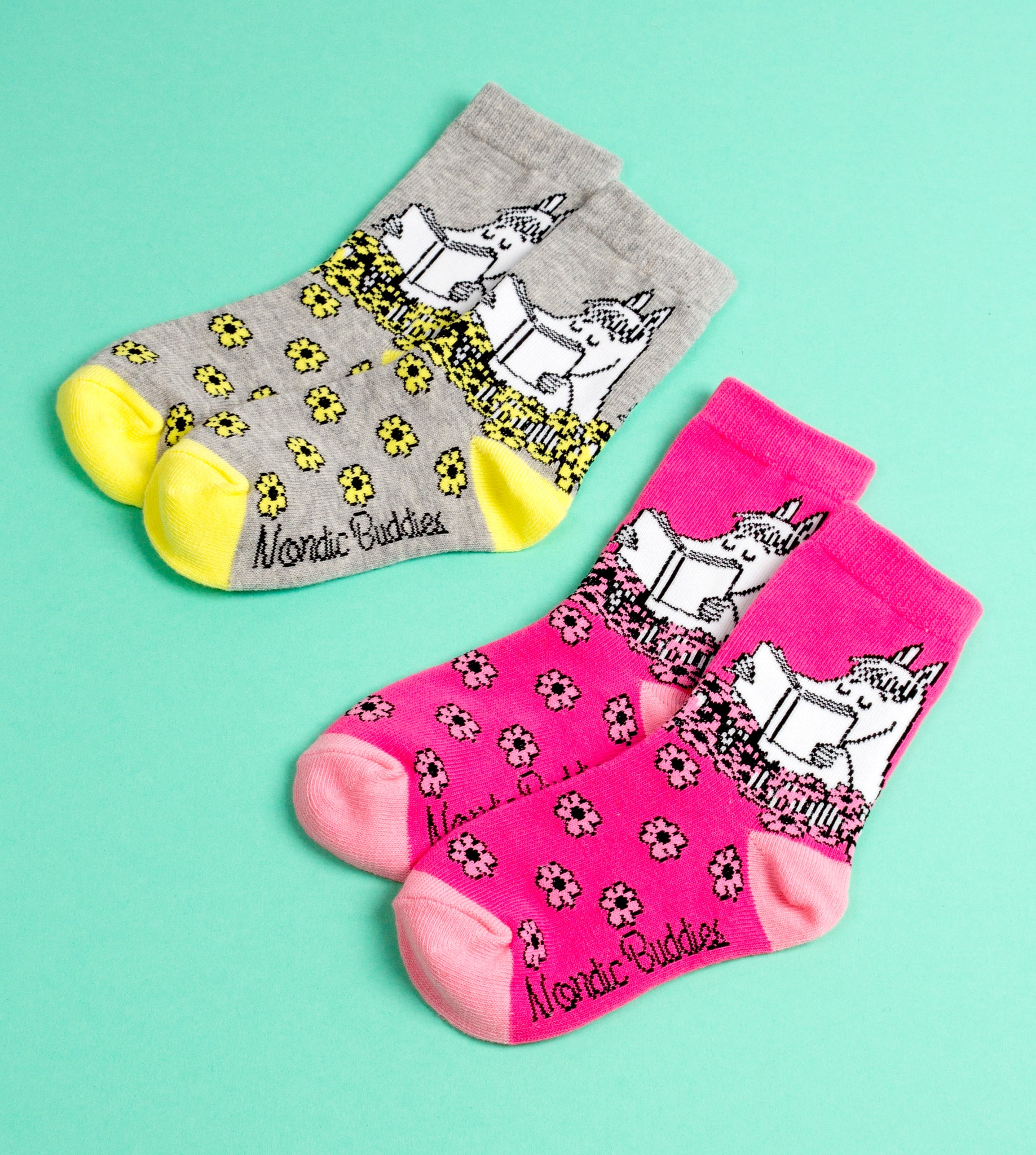 Moomin Kids Socks Douple Pack Grey Pink Snorkmaiden | Muumi Lasten Sukat Tuplapakkaus Pinkki Harmaa Niiskuneiti
