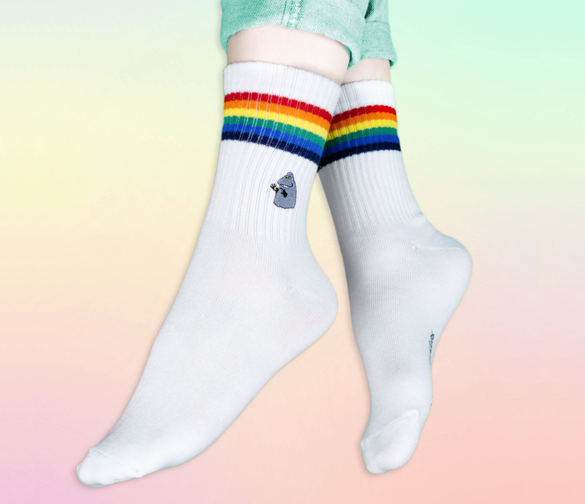Moomin Ladies Retro Embroidery Socks White The Groke | Muumi Naisten Retro Brodeeratut Sukat Valkoinen Mörkö